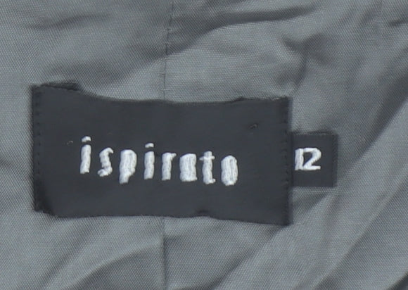 Ispirato Women's Grey Floral Satin Shawl Collar Tailored Jacket Size 12