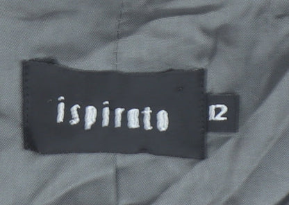 Ispirato Women's Grey Floral Satin Shawl Collar Tailored Jacket Size 12