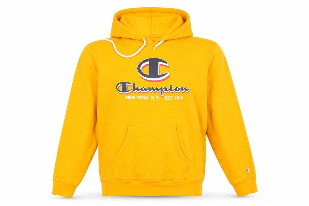 Mens UK Size M Champion Yellow Pullover Hoodie