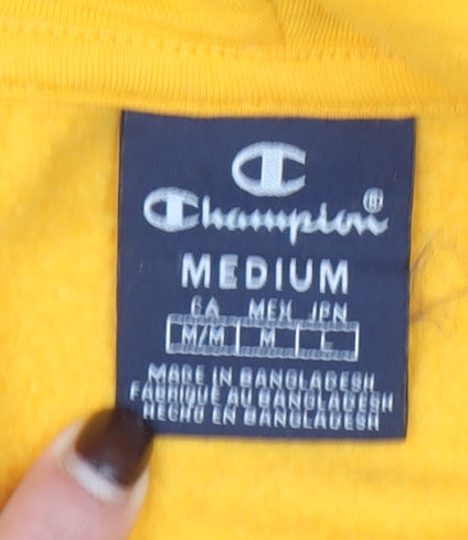 Mens UK Size M Champion Yellow Pullover Hoodie