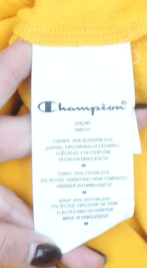 Mens UK Size M Champion Yellow Pullover Hoodie