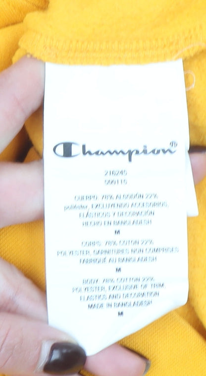 Mens UK Size M Champion Yellow Pullover Hoodie