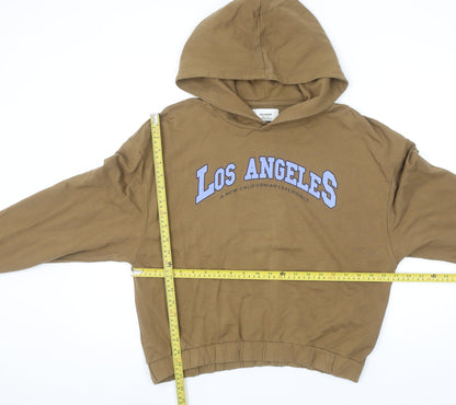 Pull & Bear Womens Brown Los Angeles Hoodie XL Cotton Blend Casual