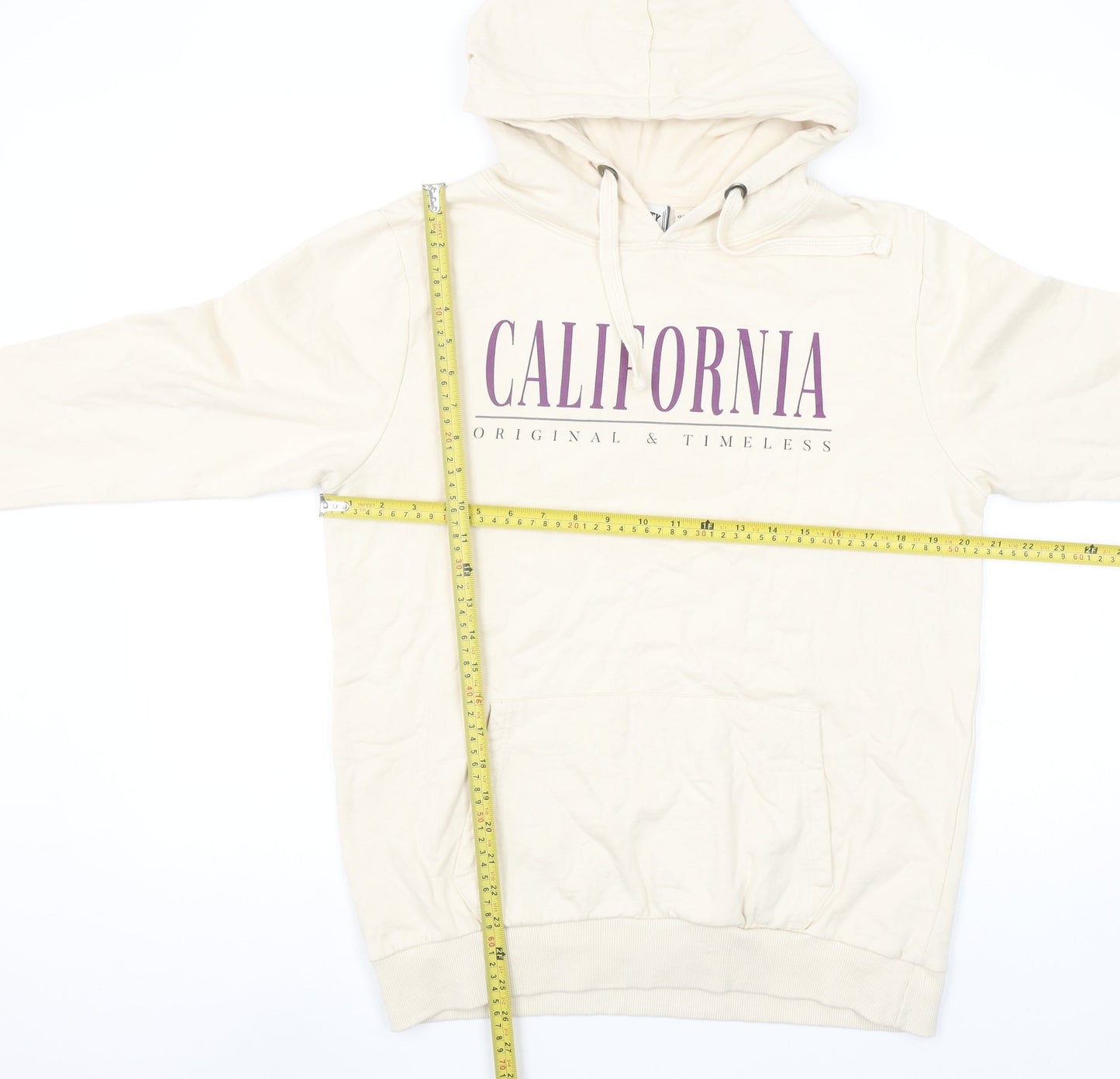 Varsity Team Players Beige California Hoodie Womens Size 12 L 100% Cotton