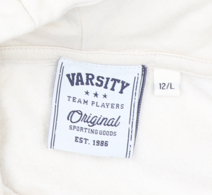 Varsity Team Players Beige California Hoodie Womens Size 12 L 100% Cotton