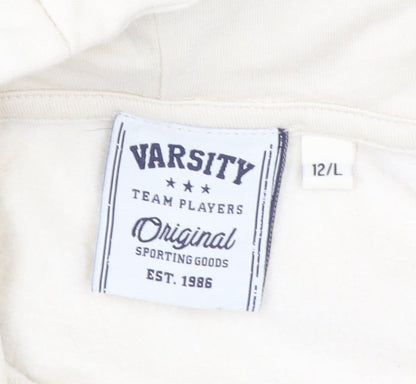 Varsity Team Players Beige California Hoodie Womens Size 12 L 100% Cotton