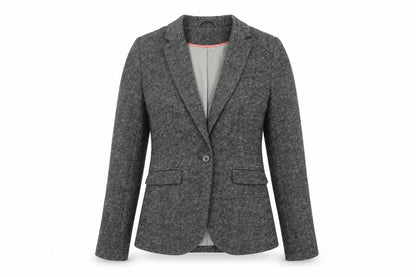 H&M Women’s Grey Tweed Single Breasted Wool Blend Blazer Size 4