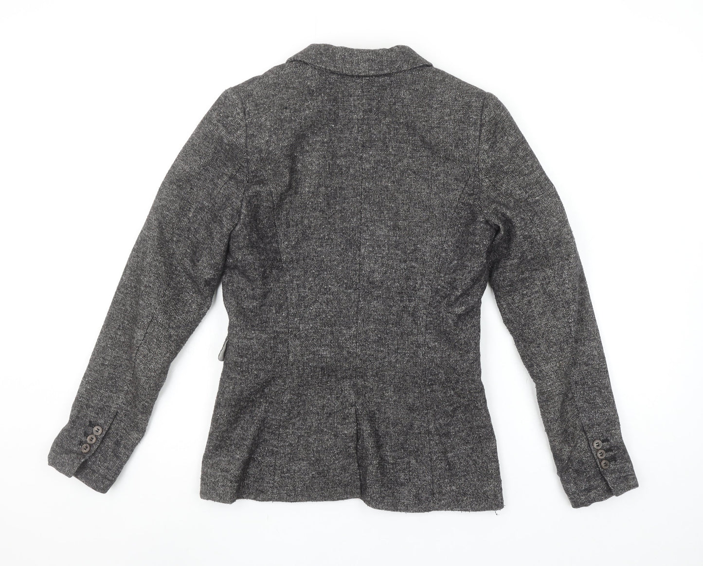 H&M Women’s Grey Tweed Single Breasted Wool Blend Blazer Size 4