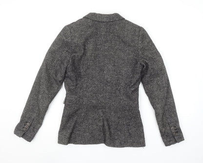 H&M Women’s Grey Tweed Single Breasted Wool Blend Blazer Size 4