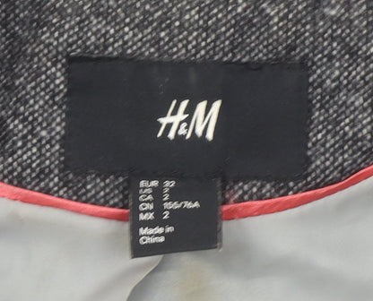 H&M Women’s Grey Tweed Single Breasted Wool Blend Blazer Size 4