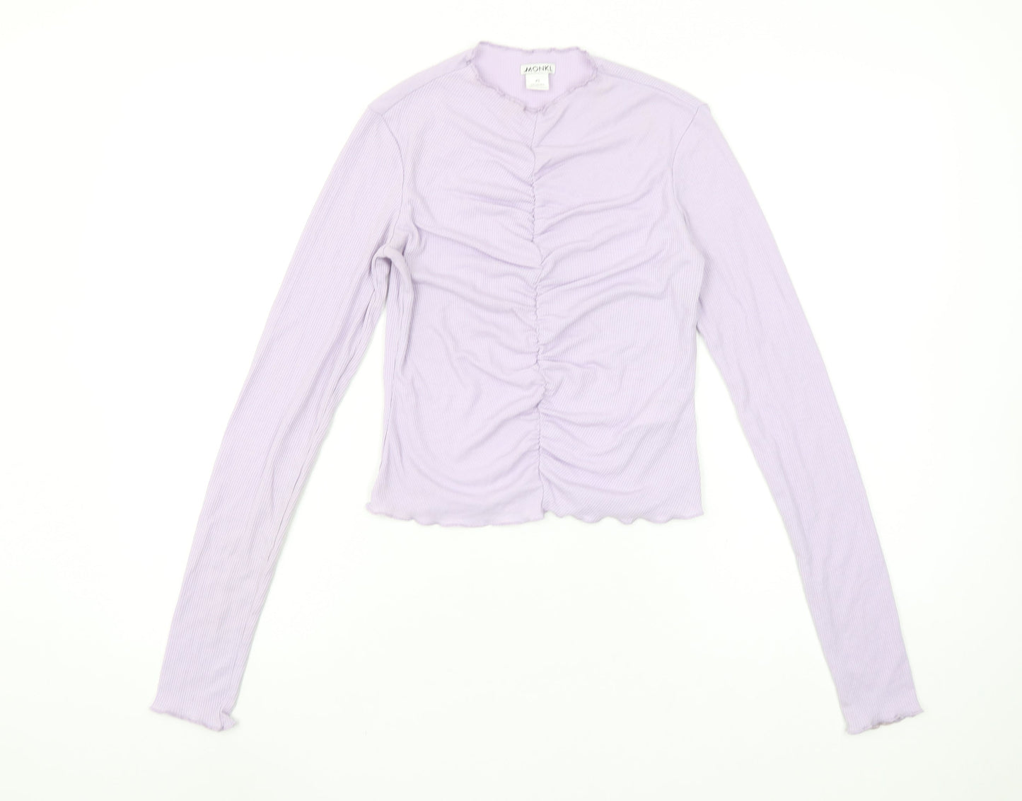 Womens UK Size XS Monki Purple Cropped T-Shirt