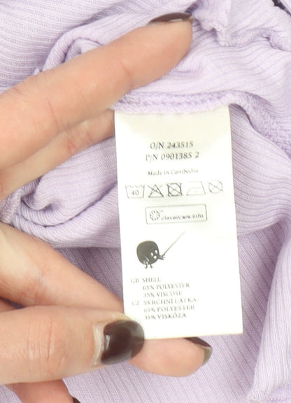 Womens UK Size XS Monki Purple Cropped T-Shirt
