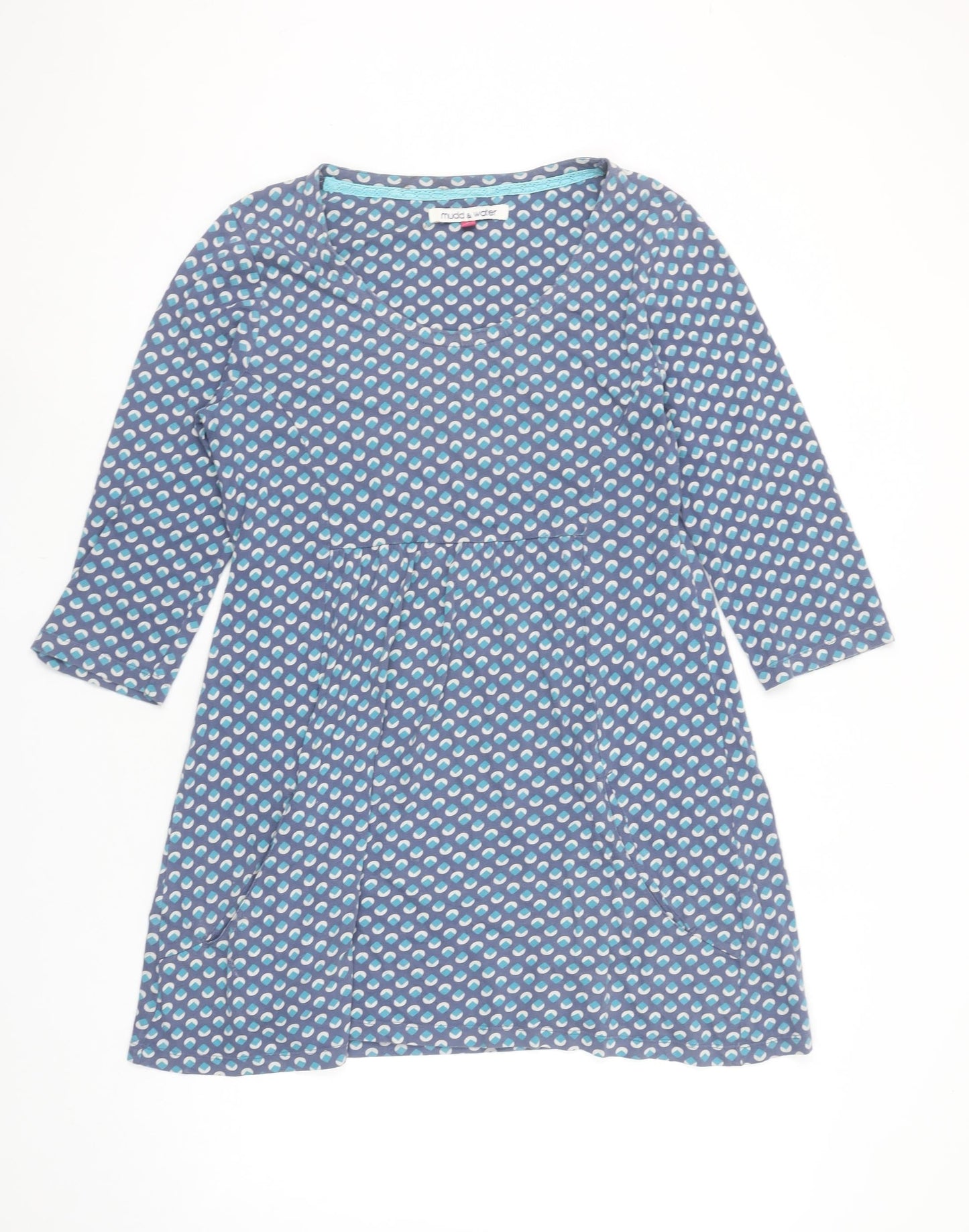 Mudd & Water Women’s Blue Geometric A-Line Cotton Dress Size 14