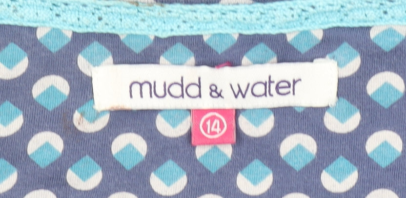 Mudd & Water Women’s Blue Geometric A-Line Cotton Dress Size 14