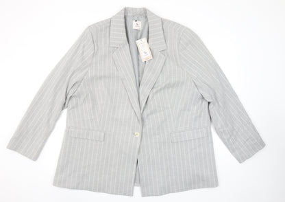 Tu Woman Grey Pinstripe Single-Breasted Blazer Size 22