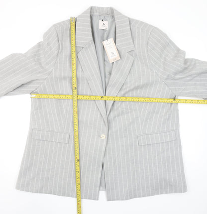 Tu Woman Grey Pinstripe Single-Breasted Blazer Size 22