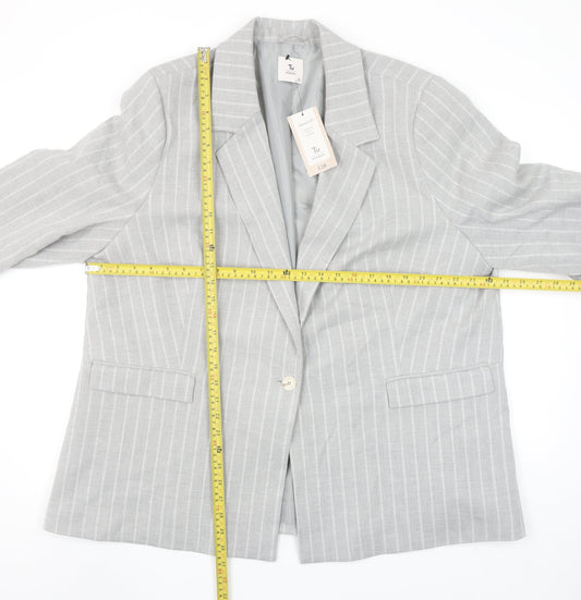 Tu Woman Grey Pinstripe Single-Breasted Blazer Size 22