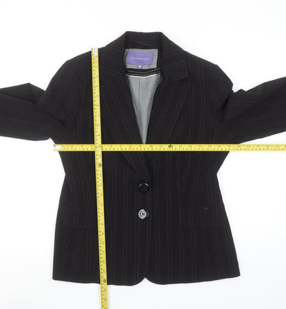 Autonomy Womens Black Pinstripe Suit Jacket Size 12P Classic Blazer