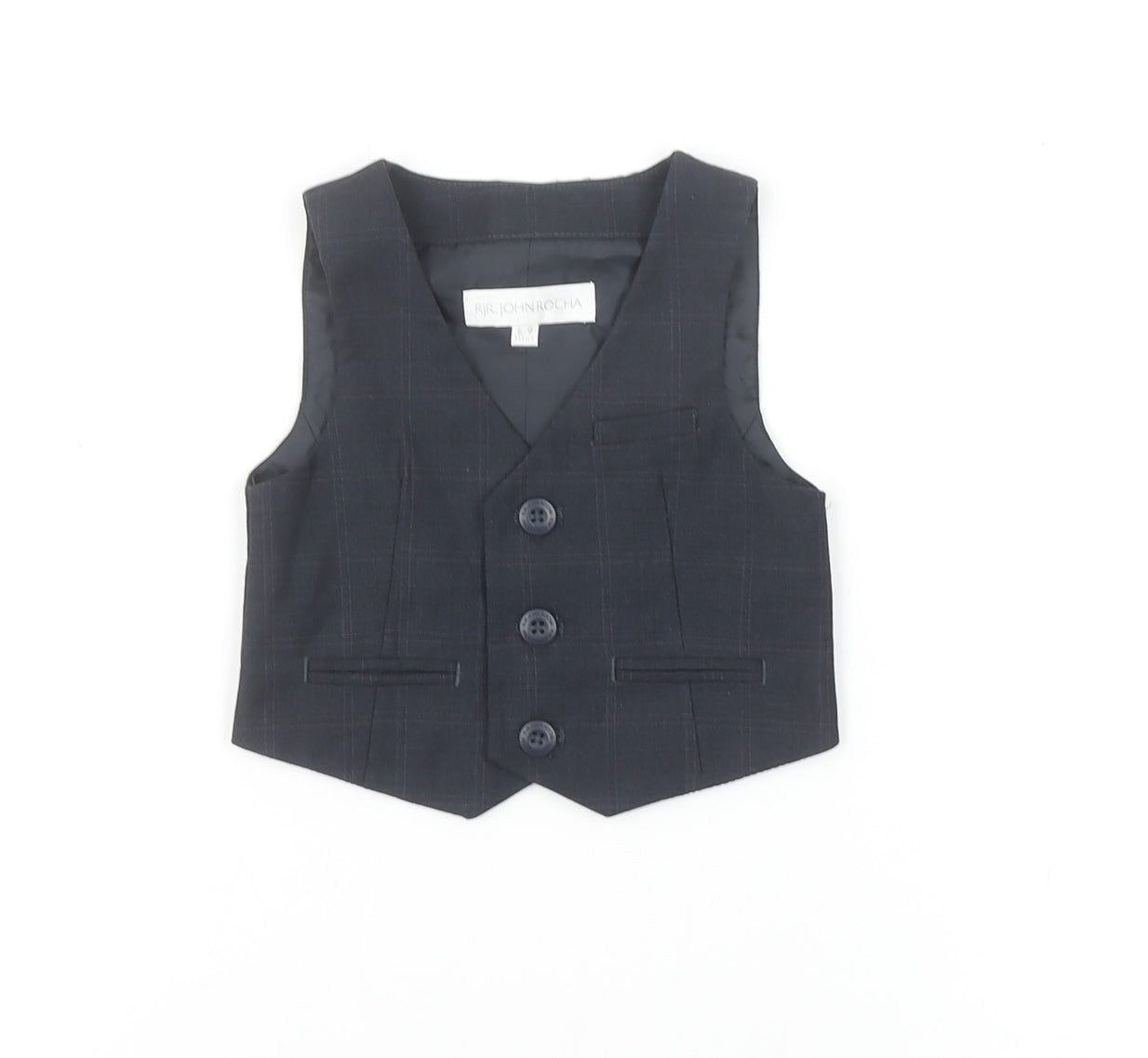 John Rocha Boys Black Checked Waistcoat 6-9 Months Formal Vest