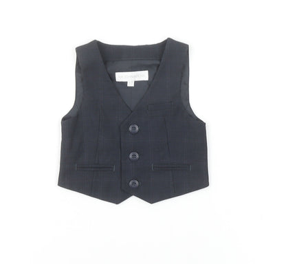 John Rocha Boys Black Checked Waistcoat 6-9 Months Formal Vest