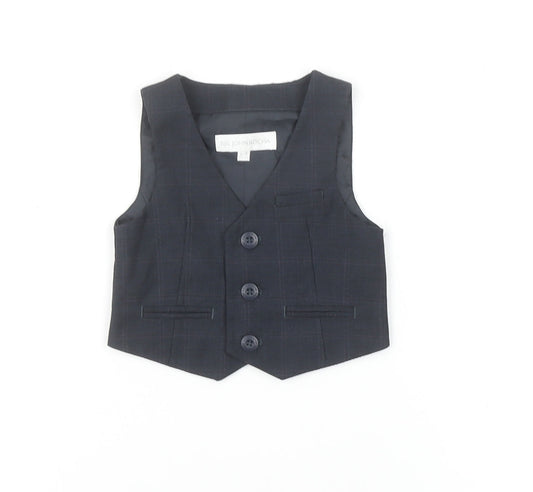 John Rocha Boys Black Checked Waistcoat 6-9 Months Formal Vest