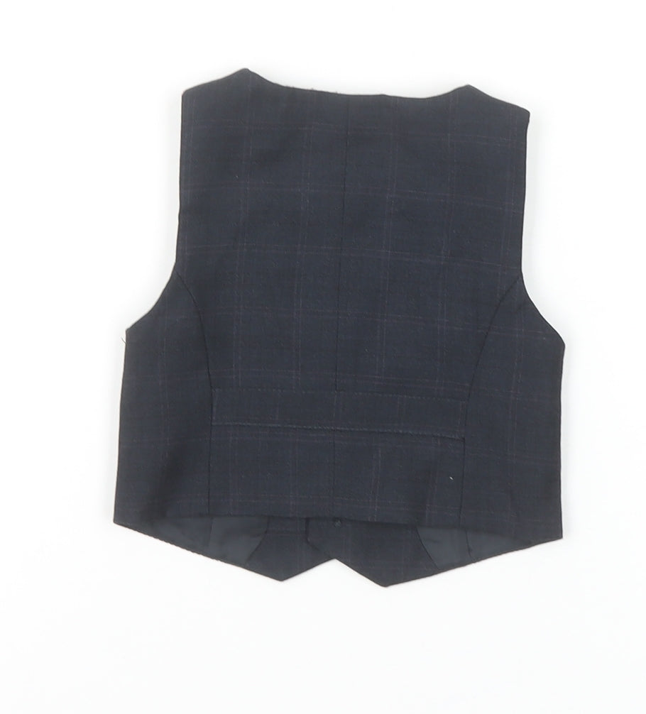 John Rocha Boys Black Checked Waistcoat 6-9 Months Formal Vest