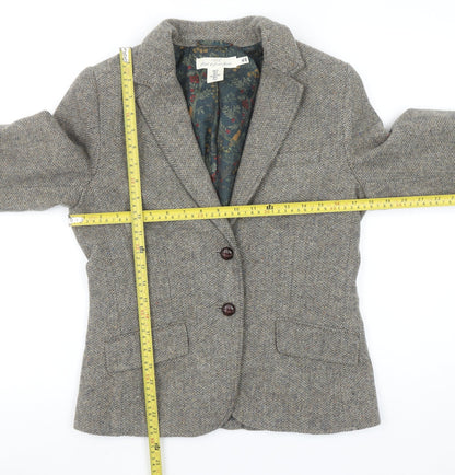 H&M L.O.G.G. Women’s Brown Tweed Wool Blend Blazer Jacket Size 10