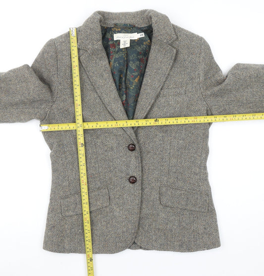 H&M L.O.G.G. Women’s Brown Tweed Wool Blend Blazer Jacket Size 10