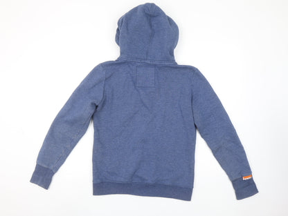 Superdry Women Blue Full Zip Hoodie Medium Cotton Blend