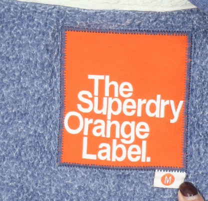 Superdry Women Blue Full Zip Hoodie Medium Cotton Blend