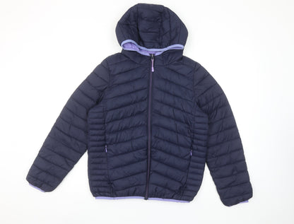 Marks and Spencer Girls Blue Hooded Puffer Jacket 13-14 Years