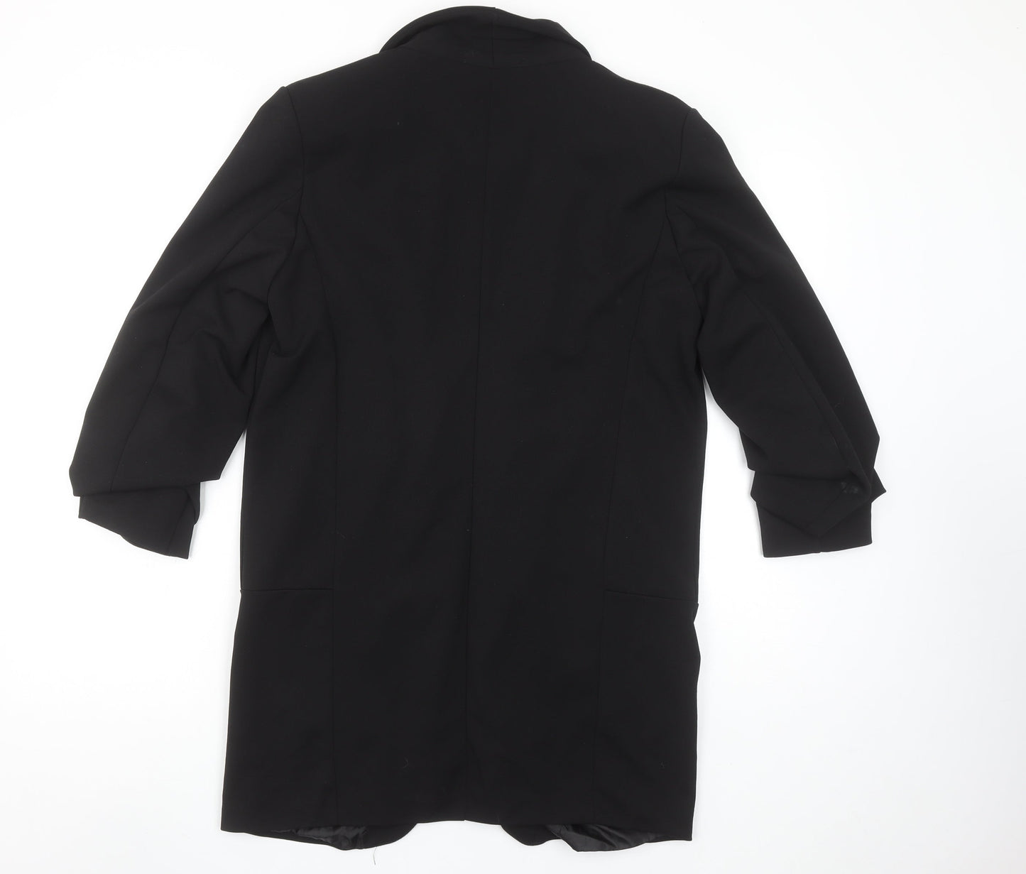 Boohoo Women Black UK 10 Shawl Lapel Long Blazer Jacket