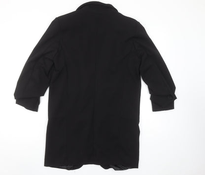 Boohoo Women Black UK 10 Shawl Lapel Long Blazer Jacket