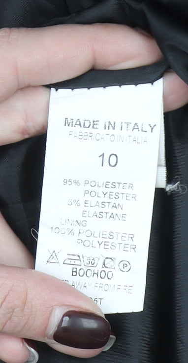 Boohoo Women Black UK 10 Shawl Lapel Long Blazer Jacket