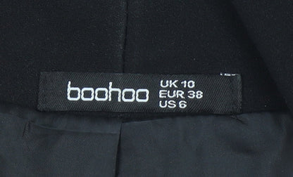 Boohoo Women Black UK 10 Shawl Lapel Long Blazer Jacket