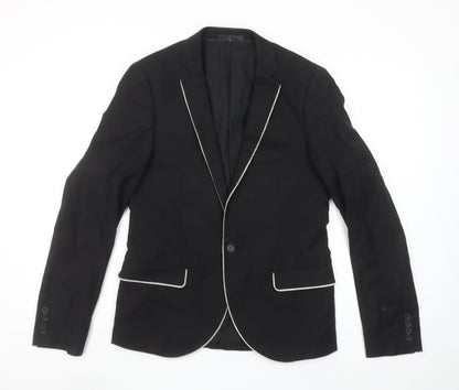Topman Men's Black Slim Fit Blazer Jacket 38R Formal Classic