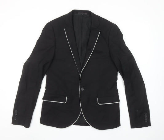 Topman Men's Black Slim Fit Blazer Jacket 38R Formal Classic