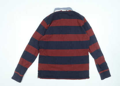 GANT Men's Multicoloured Striped Long Sleeve Rugby Polo Shirt Size L