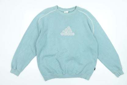 Adidas Women’s Blue Crew Neck Sweatshirt Size 12 Cotton Blend Casual