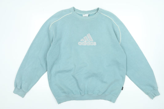 Adidas Women’s Blue Crew Neck Sweatshirt Size 12 Cotton Blend Casual
