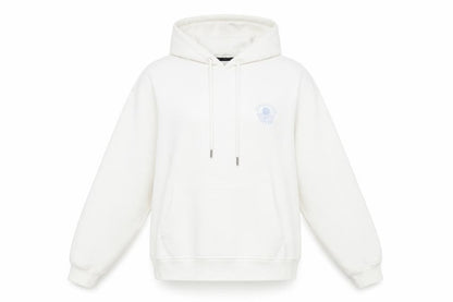 Front view of Crew Clothing Women's White Pullover Hoodie, size S, Cotton Blend
