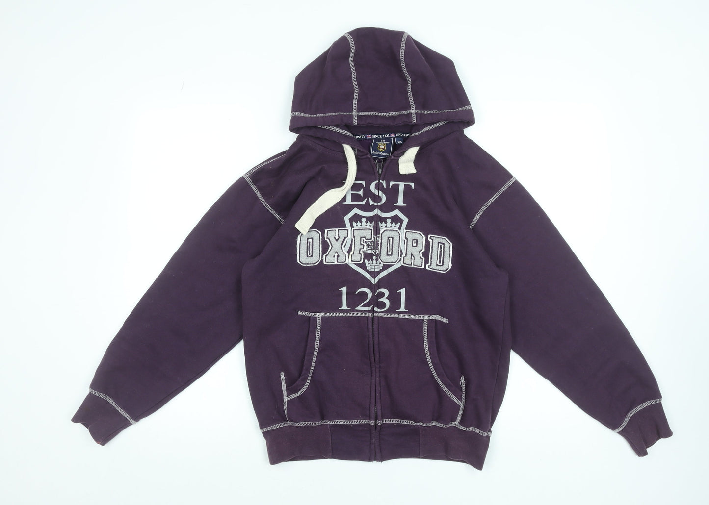 The Varsity Shop Women's Purple Full Zip Hoodie XS Oxford Print