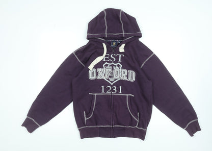 The Varsity Shop Women's Purple Full Zip Hoodie XS Oxford Print