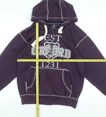 The Varsity Shop Women's Purple Full Zip Hoodie XS Oxford Print
