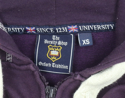 The Varsity Shop Women's Purple Full Zip Hoodie XS Oxford Print