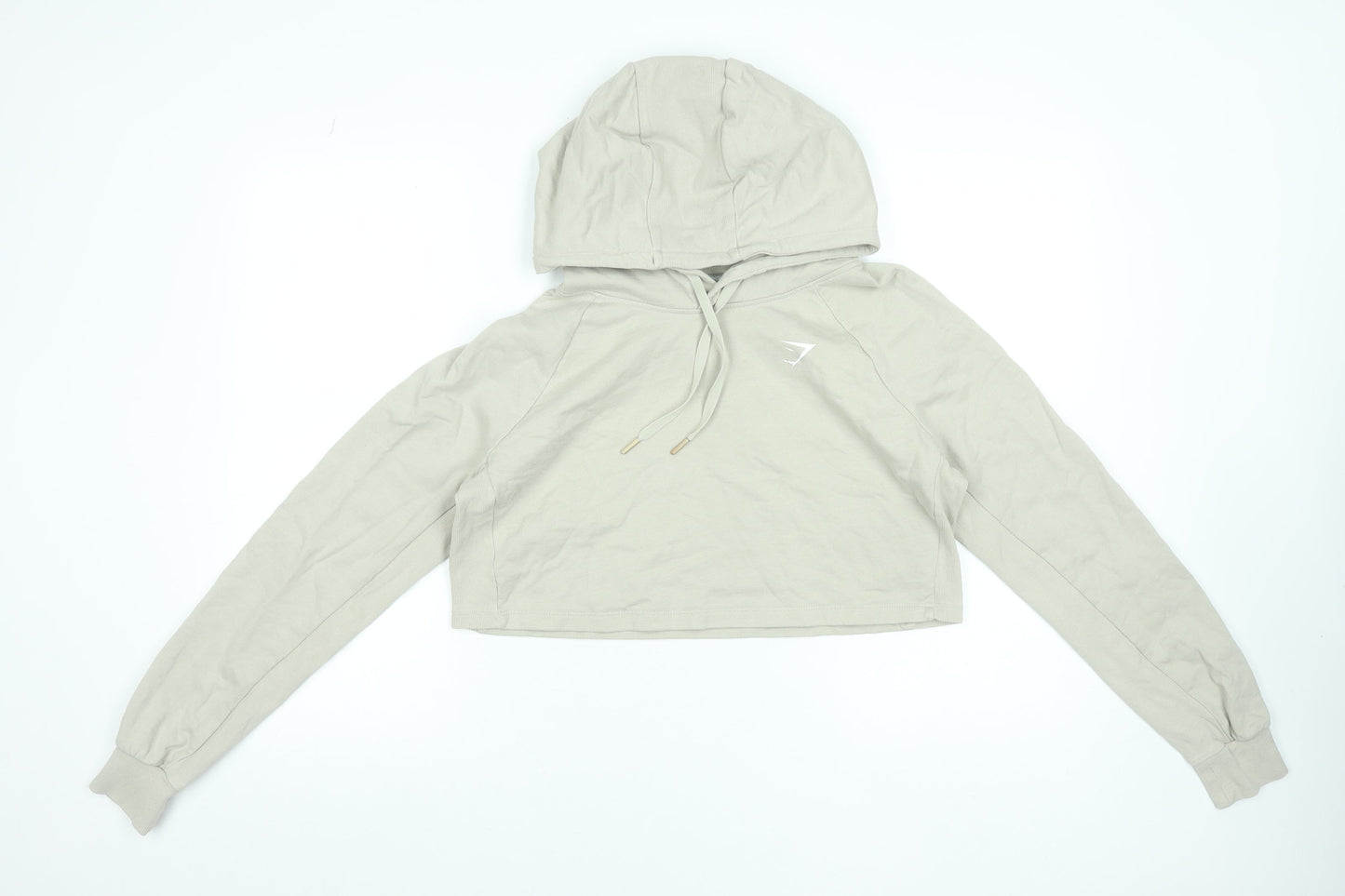 Gymshark Womens Beige Crop Hoodie Medium Cotton Blend Pullover