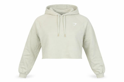 Gymshark Womens Beige Crop Hoodie Medium Cotton Blend Pullover