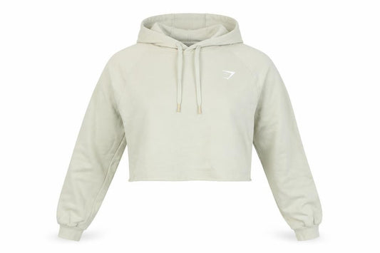 Gymshark Womens Beige Crop Hoodie Medium Cotton Blend Pullover