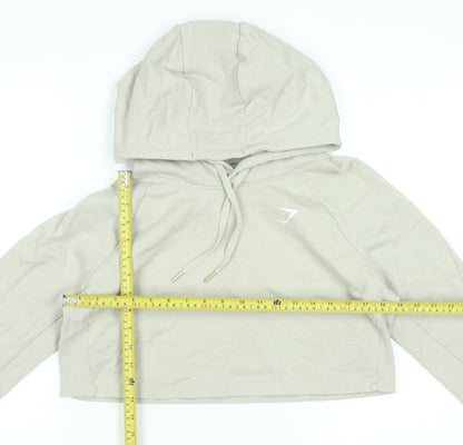Gymshark Womens Beige Crop Hoodie Medium Cotton Blend Pullover