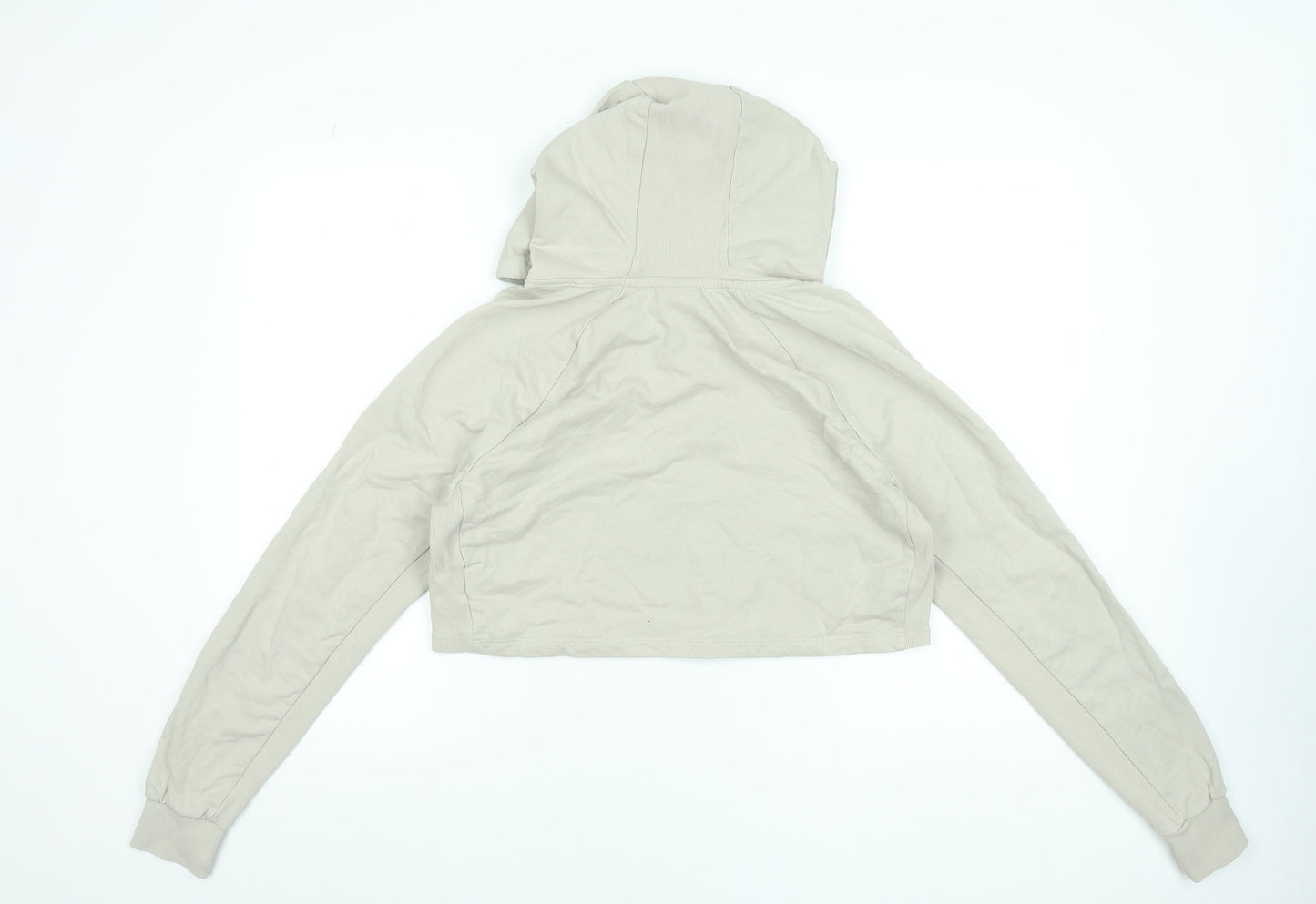 Gymshark Womens Beige Crop Hoodie Medium Cotton Blend Pullover
